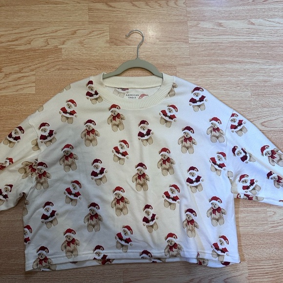 White Teddy Bear Sweatshirt Christmas‎ Super Soft Size Large - Picture 1 of 5